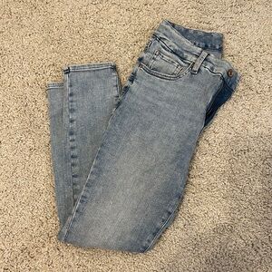 Express Blue Skinny Jeans with Distressed Look